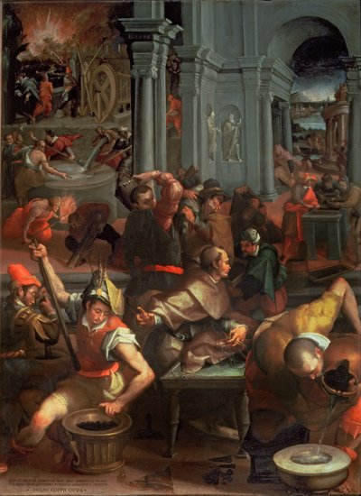 Die Erfindung des Schießpulvers im Jahr 1313, 1572 von Jacopo Coppi